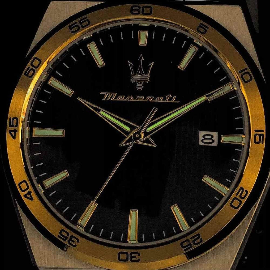 Maserati Velocità Date Blue Dial Two Tone Steel Strap Watch for Men - R8853152001