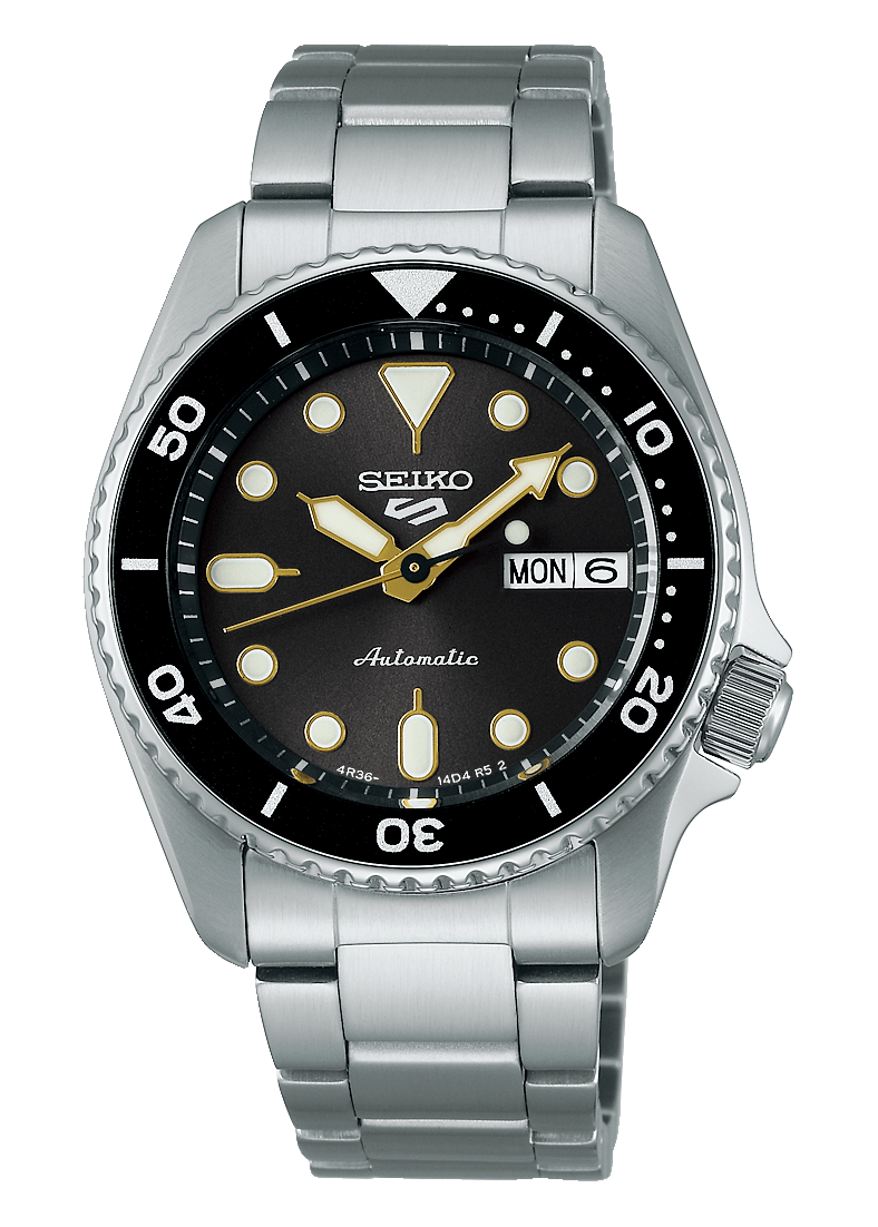 Seiko 5 Sports SKX Street Stonewash Black Dial Silver Steel Strap Watch for Men - SRPL79K1