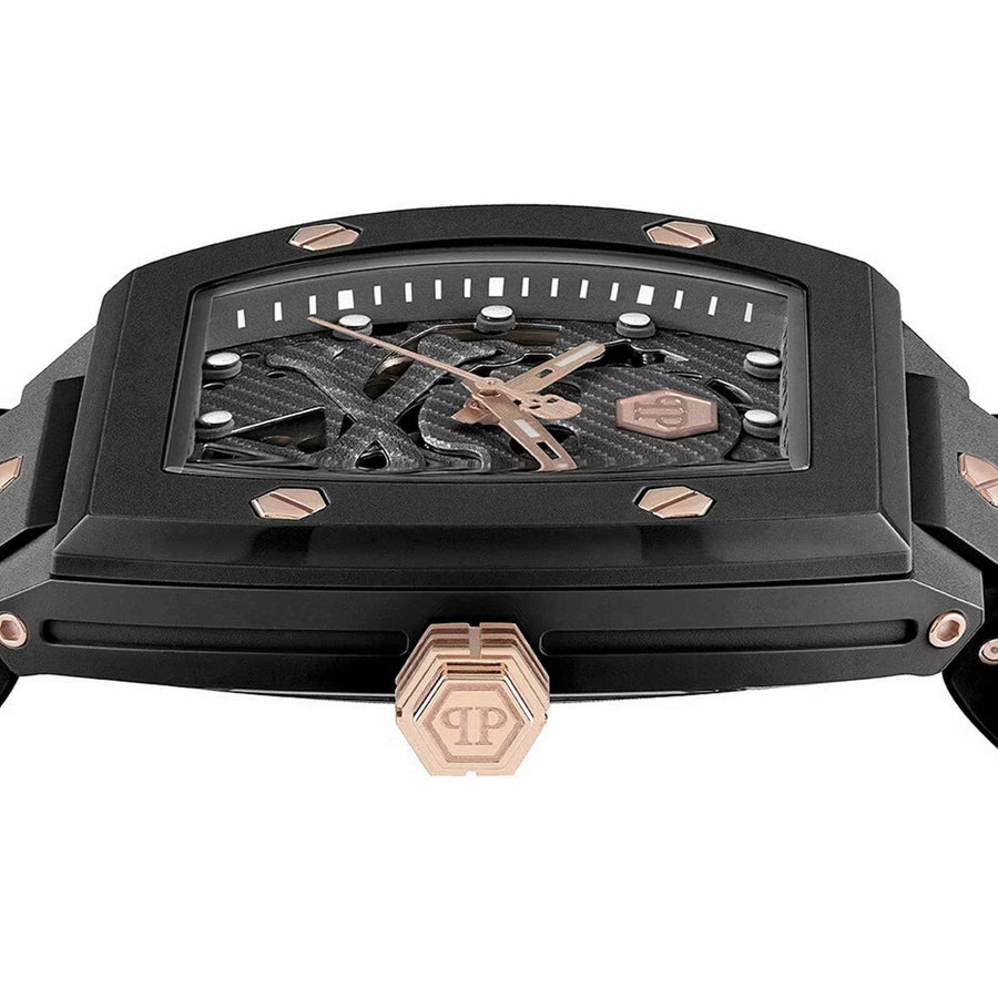 Philipp Plein The $Keleton Black Dial Black Silicone Strap Watch for Men - PWVBA0523