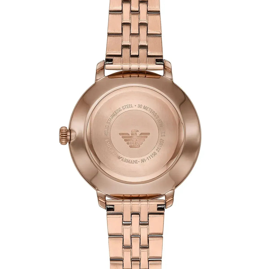 Emporio Armani Modern Mother of Pearl White Dial Rose Gold Steel Strap Watch for Women - AR11158