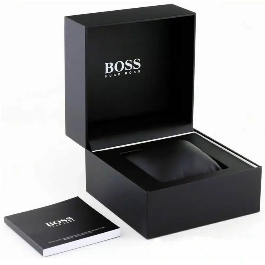 Hugo Boss Taper Chronograph Black Dial Black Steel Strap Watch for Men - 1514090