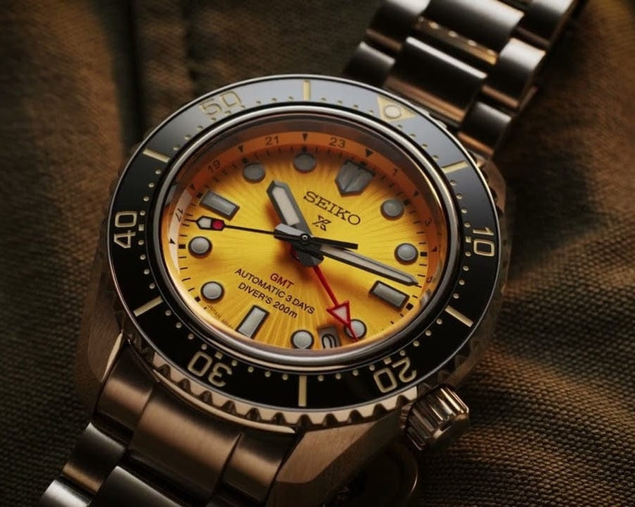 Seiko Prospex The Night of Siam Limited Edition Yellow Dial Silver Steel Strap Watch for Men - SPB487J1