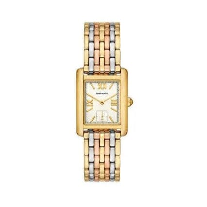 Tory Burch Eleanor White Dial Tri Tone Steel Strap Watch for Women - TBW1078