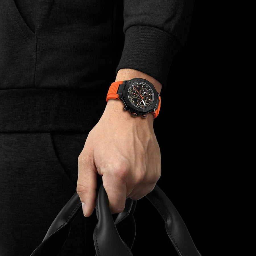 Tissot T Race Chronograph Black Dial Red Rubber Strap Watch for Men - T141.417.37.061.01