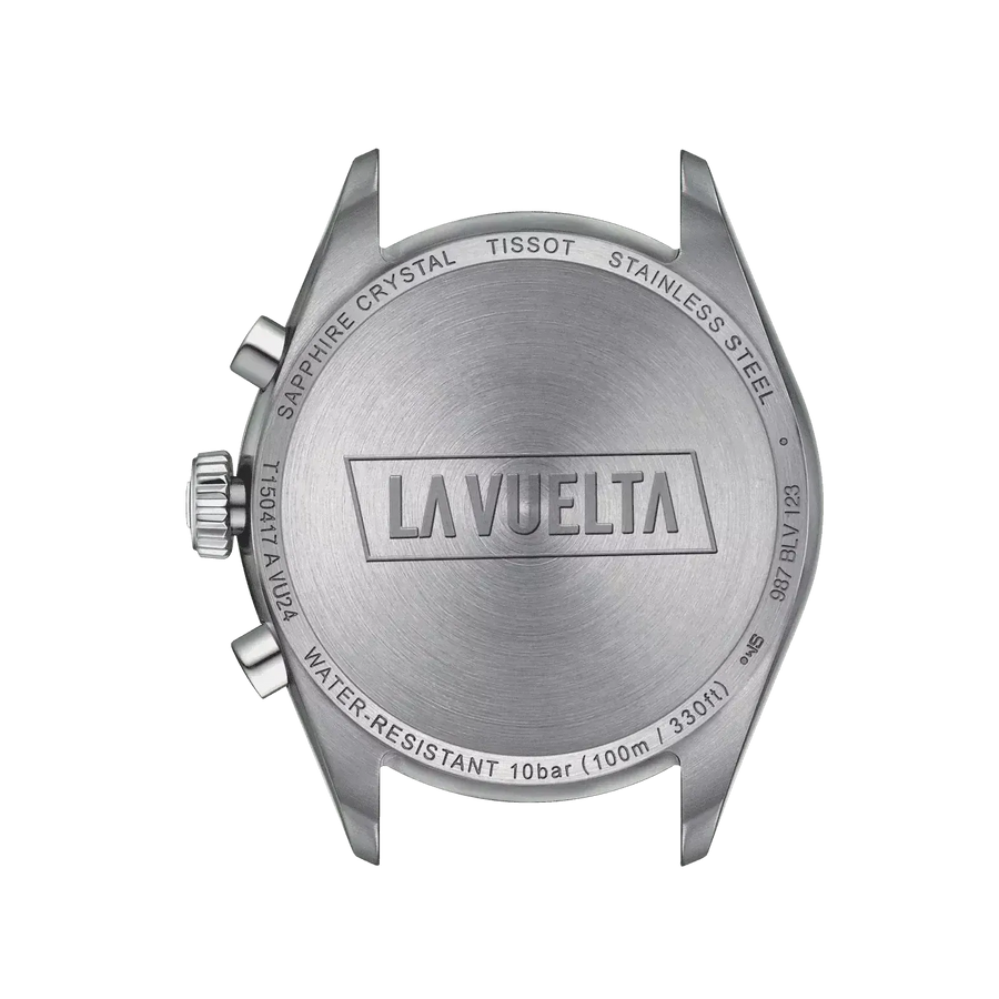 Tissot PR 100 Vuelta Chronograph Black Dial Silver Steel Strap Watch for Men - T150.417.11.051.01