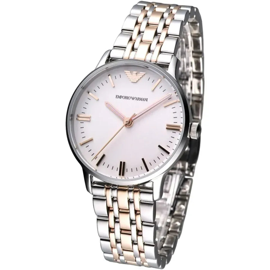 Emporio Armani Gianni Silver Dial Two Tone Steel Strap Watch for Women - AR1603