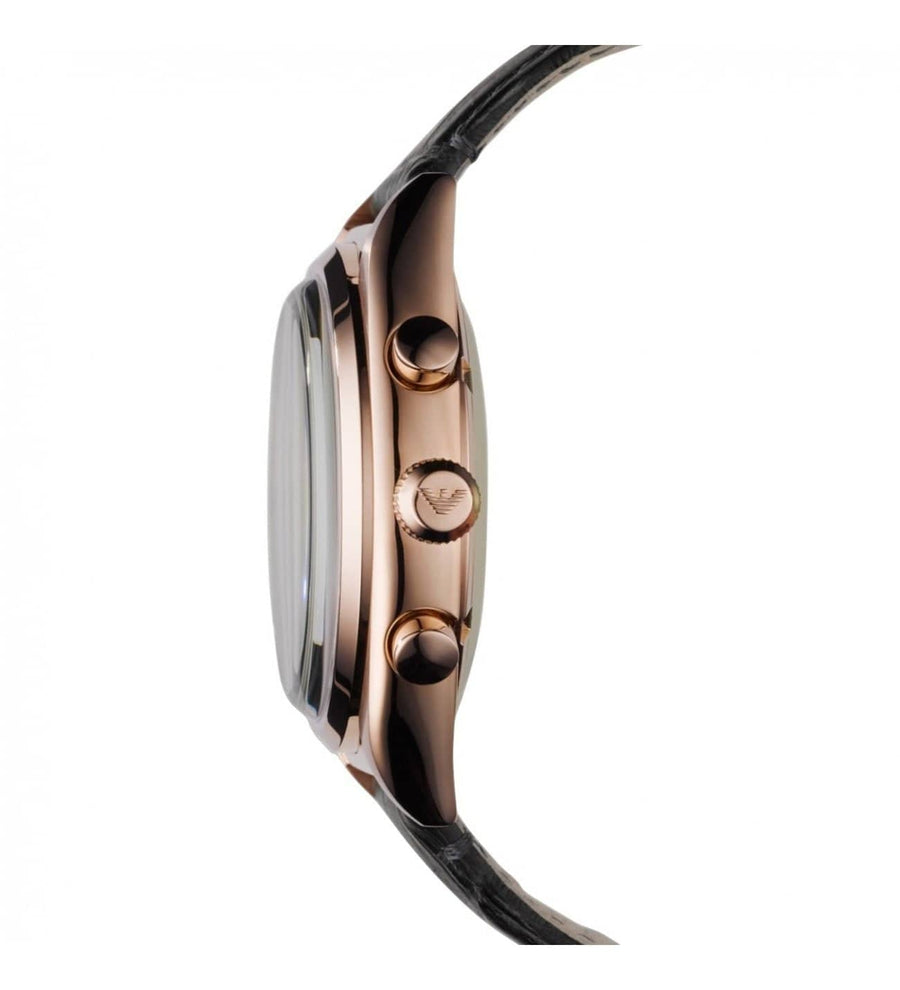 Emporio Armani Classic Chronograph Brown Dial Brown Leather Strap Watch for Men - AR0371