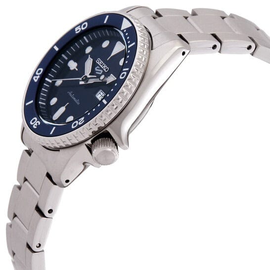 Seiko 5 Sports SKX Street Denim Blue Dial Silver Steel Strap Watch for Men - SRPL77K1