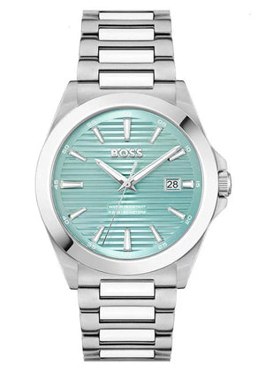 Hugo Boss Strike Turquoise Blue Dial Silver Steel Strap Watch for Men - 1514171