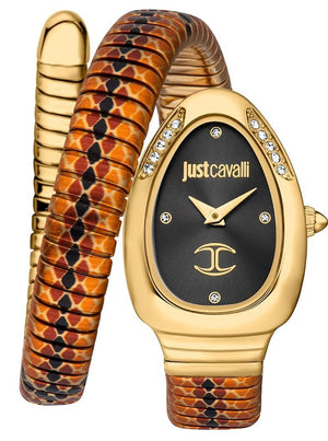 Just Cavalli Glam Evo 5 Black Dial Two Tone Steel Strap Watch for Women - JC1L251M0055