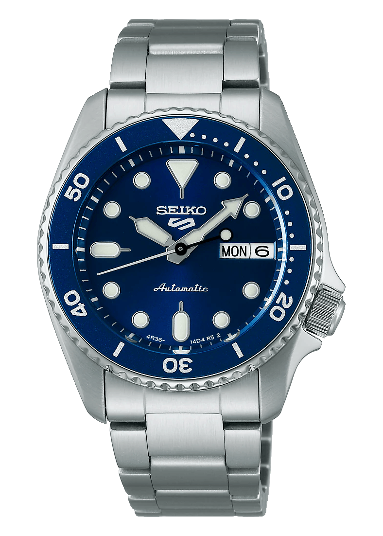 Seiko 5 Sports SKX Street Denim Blue Dial Silver Steel Strap Watch for Men - SRPL77K1