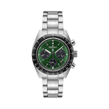 Seiko Prospex Speedtimer Solar Chronograph Green Dial Silver Steel Strap Watch for Men - SSC933