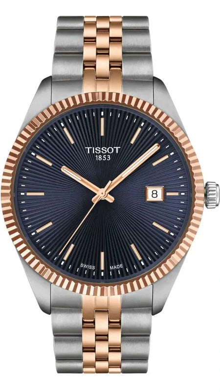 Tissot Ballade Quartz Blue Dial Two Tone Steel Strap Watch for Men - T156.410.22.041.00