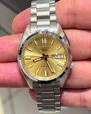 Seiko 5 Sports SNXS Automatic Gold Dial Silver Steel Strap Watch for Men - SRPL59K1