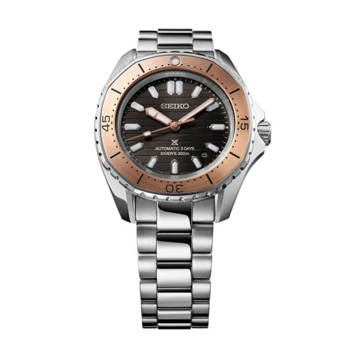 Seiko Prospex Polygonal Sea Diver Automatic Black Dial Silver Steel Strap Watch for Men - SPB485J1