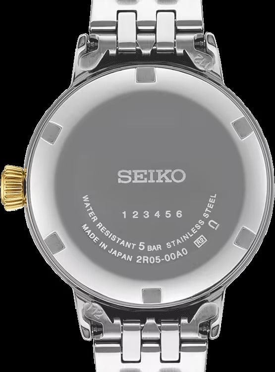 Seiko Presage Cocktail Time Automatic Diamonds White Dial Two Tone Steel Strap Watch for Women - SRE010J1