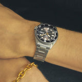 Seiko 5 Sports SKX Street Stonewash Black Dial Silver Steel Strap Watch for Men - SRPL79K1