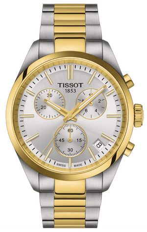 Tissot PR 100 Chronograph Silver Dial Two Tone Steel Strap Watch for Men - T150.417.22.031.00