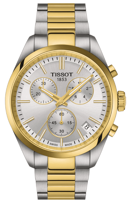 Tissot PR 100 Chronograph Silver Dial Two Tone Steel Strap Watch for Men - T150.417.22.031.00