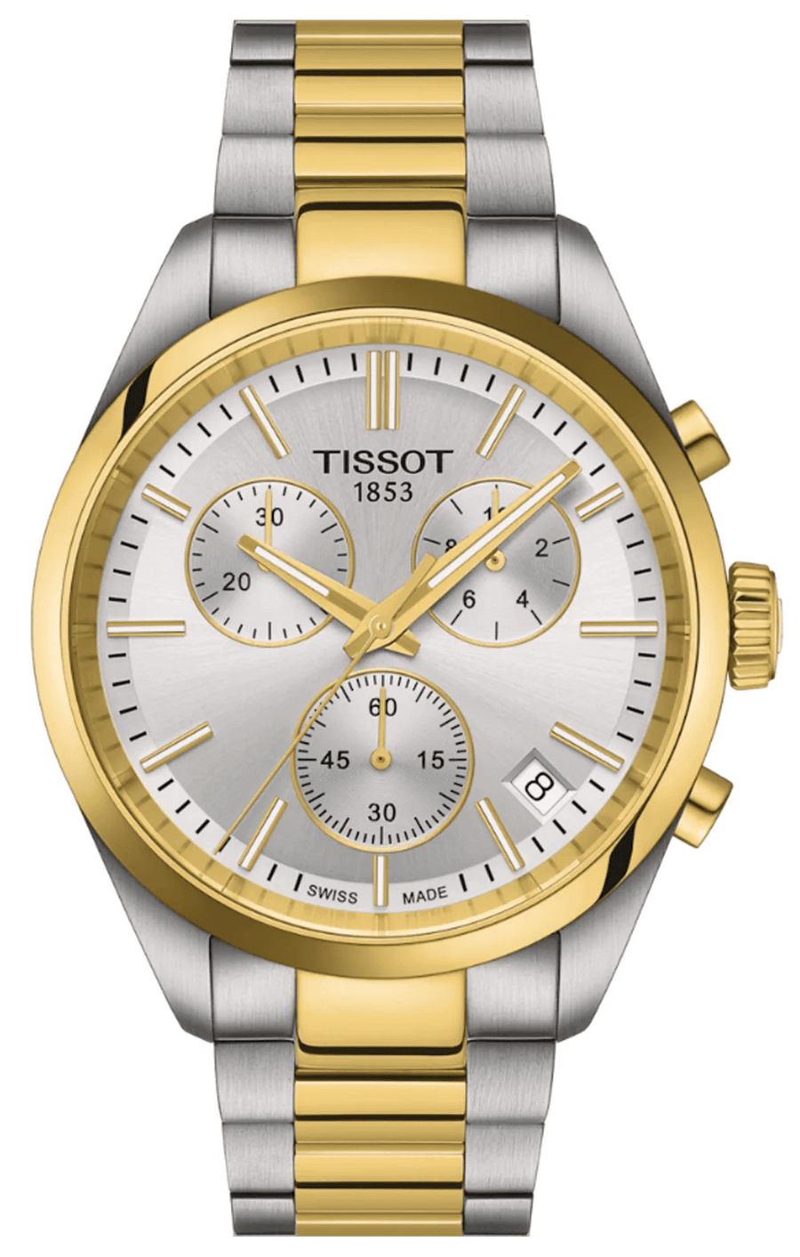 Tissot PR 100 Chronograph Silver Dial Two Tone Steel Strap Watch for Men - T150.417.22.031.00