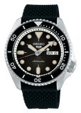 Seiko 5 Sports SKX Automatic Black Dial Black Silicone Strap Watch for Men - SRPD73K2