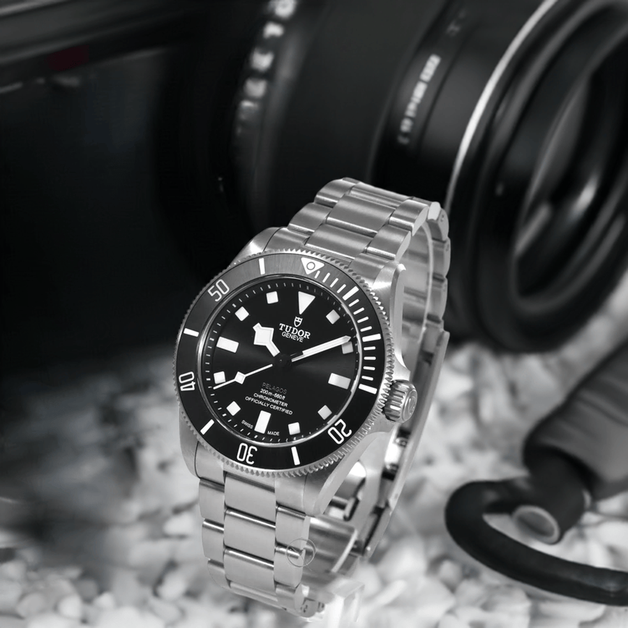 Tudor Pelagos Black Dial Grey Steel Strap Watch for Men - M25407N-0001