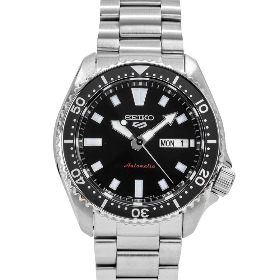 Seiko 5 Sports SKX Automatic Black Dial Silver Steel Strap Watch for Men - SRPL85K1