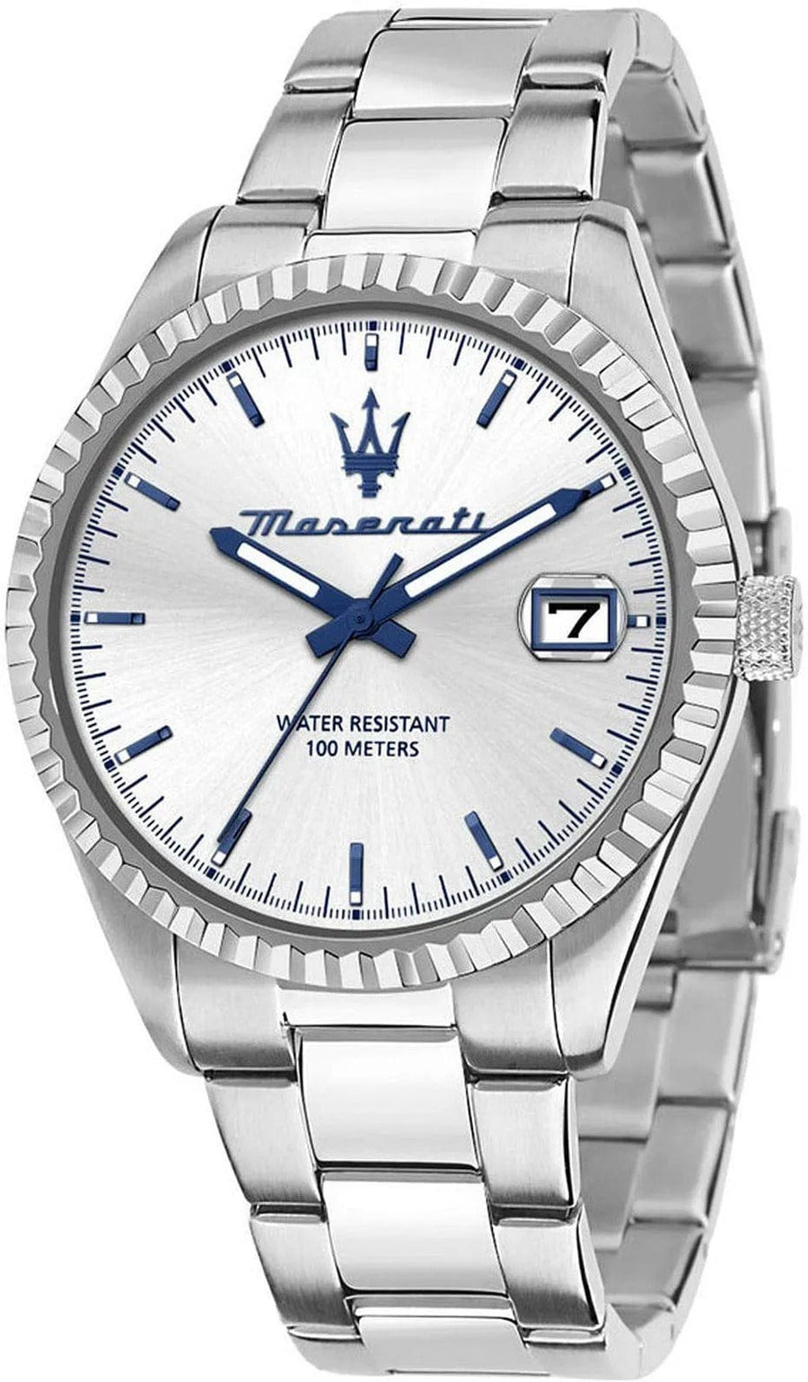 Maserati Competizione Silver Dial Silver Steel Strap Watch for Men - R8853100045