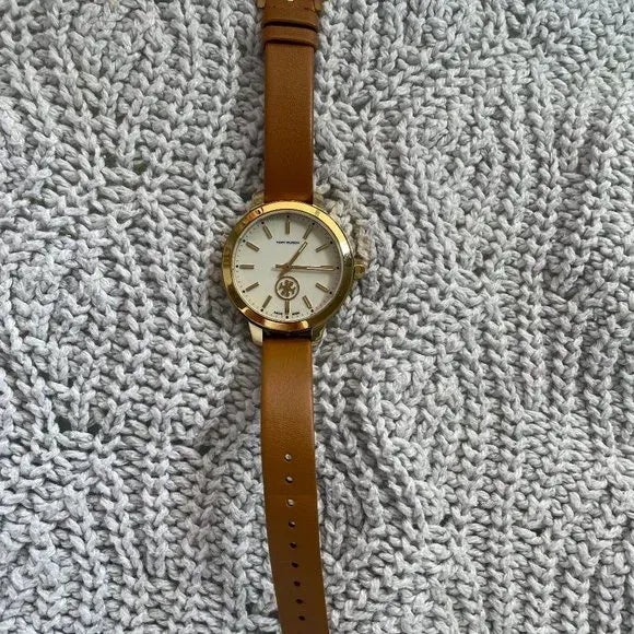 Tory Burch Collins Quartz White Dial Brown Leather Strap Watch for Women - TBW1304