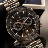 Maserati Tradizione Chronograph Black Dial Black Steel Strap Watch for Men - R8873646001