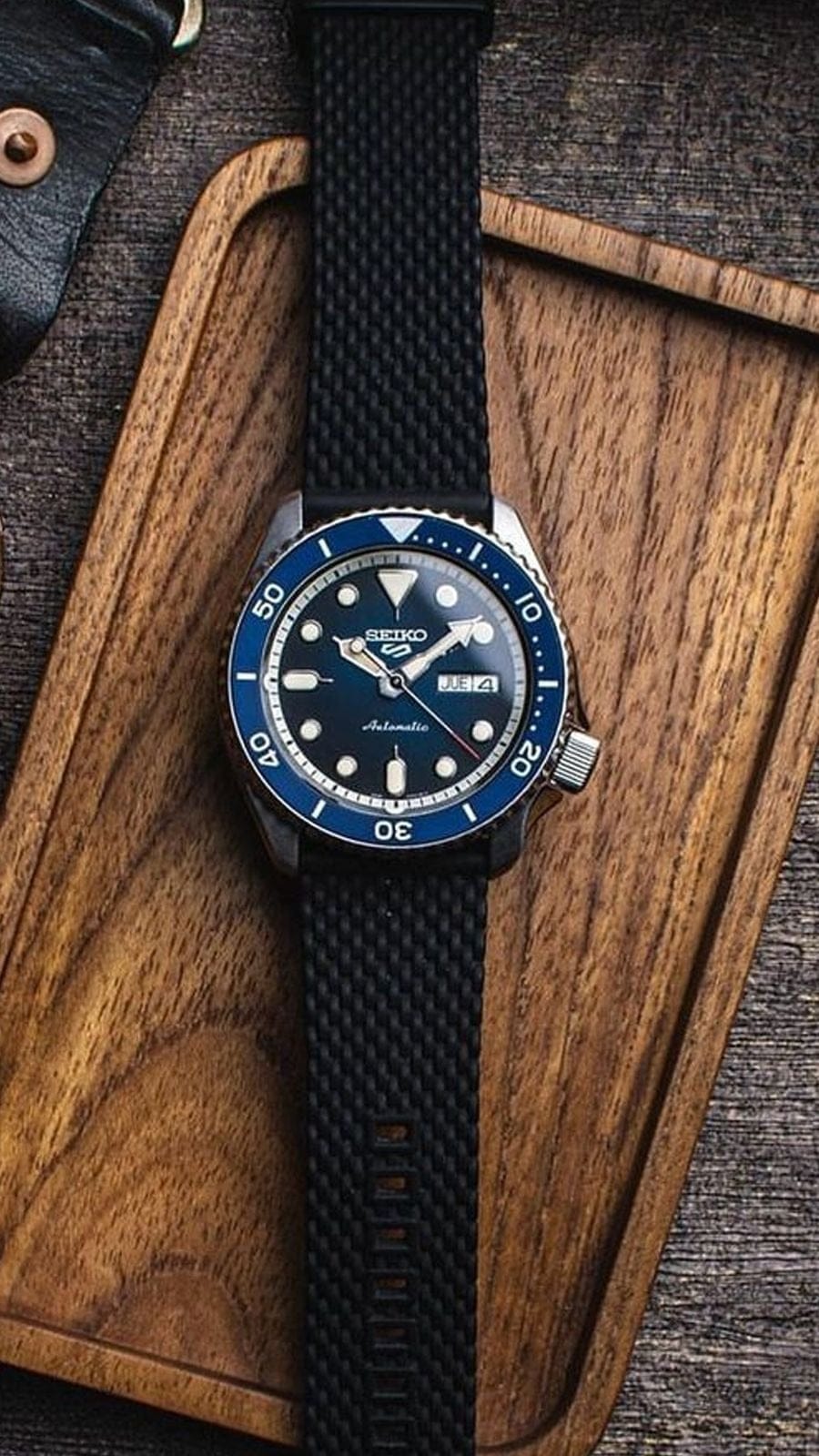 Seiko 5 Sports SKX Automatic Blue Dial Blue Silicone Strap Watch for Men - SRPD71K2
