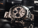 Seiko Prospex Speedtimer Solar Chronograph White Dial Silver Steel Strap Watch for Men - SSC813