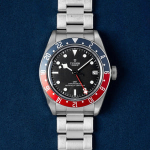 Tudor Black Bay GMT Black Dial Silver Steel Strap Watch for Men - M79830RB-0001