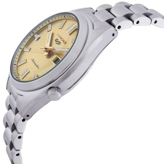 Seiko 5 Sports SNXS Automatic Gold Dial Silver Steel Strap Watch for Men - SRPL59K1