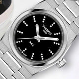 Tissot PRX Quartz Diamonds Black Dial Silver Steel Strap Watch for Women - T137.010.11.056.00