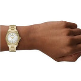 Emporio Armani Federica Mother of Pearl White Dial Gold Steel Strap Watch for Women - AR11657