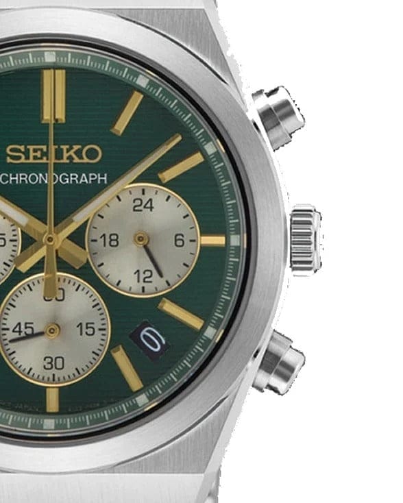 Seiko Sport Conceptual Chronograph Green Dial Silver Steel Strap Watch for Men - SSB461P1