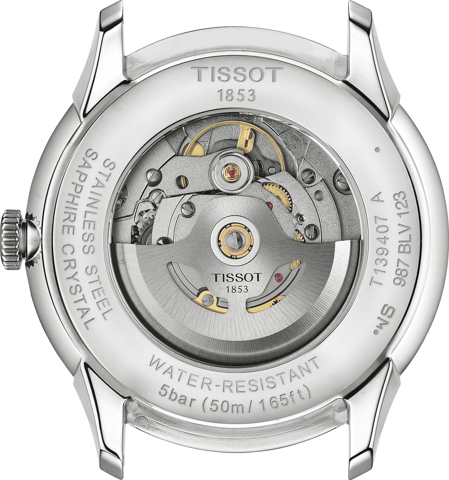 Tissot Chemin des Tourelles Automatic Powermatic 80 Ivory Dial Green Leather Strap Watch for Men - T139.407.16.261.00