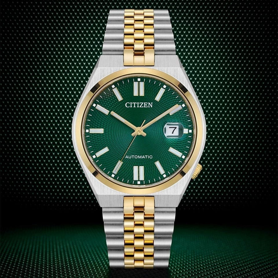 Citizen Tsuyosa 60 Automatic Green Dial Two Tone Steel Strap Watch for Men - NK0024-54X