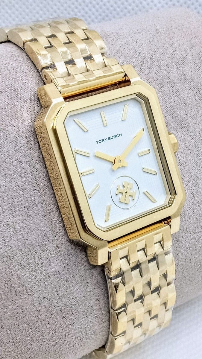 Tory Burch Robinson White Dial Gold Steel Strap Watch for Women - TBW1500