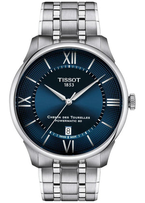 Tissot Chemin Des Tourelles Powermatic 80 Blue Dial Silver Steel Strap Watch for Men - T139.407.11.048.00