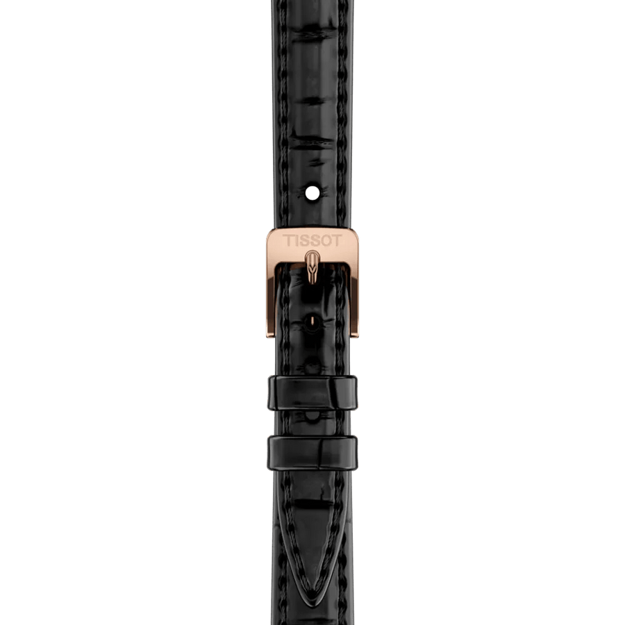 Tissot SRV White Mother of Pearl Dial Black Leather Strap Watch for Women - T160.110.36.113.00