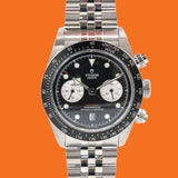 Tudor Black Bay Chrono Black Dial Silver Steel Strap Watch for Men - M79360N-0013