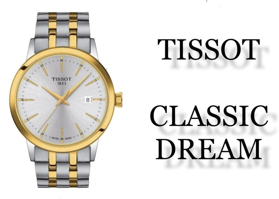 Tissot Classic Dream Silver Dial Two Tone Steel Strap Watch for Men - T129.410.22.031.00