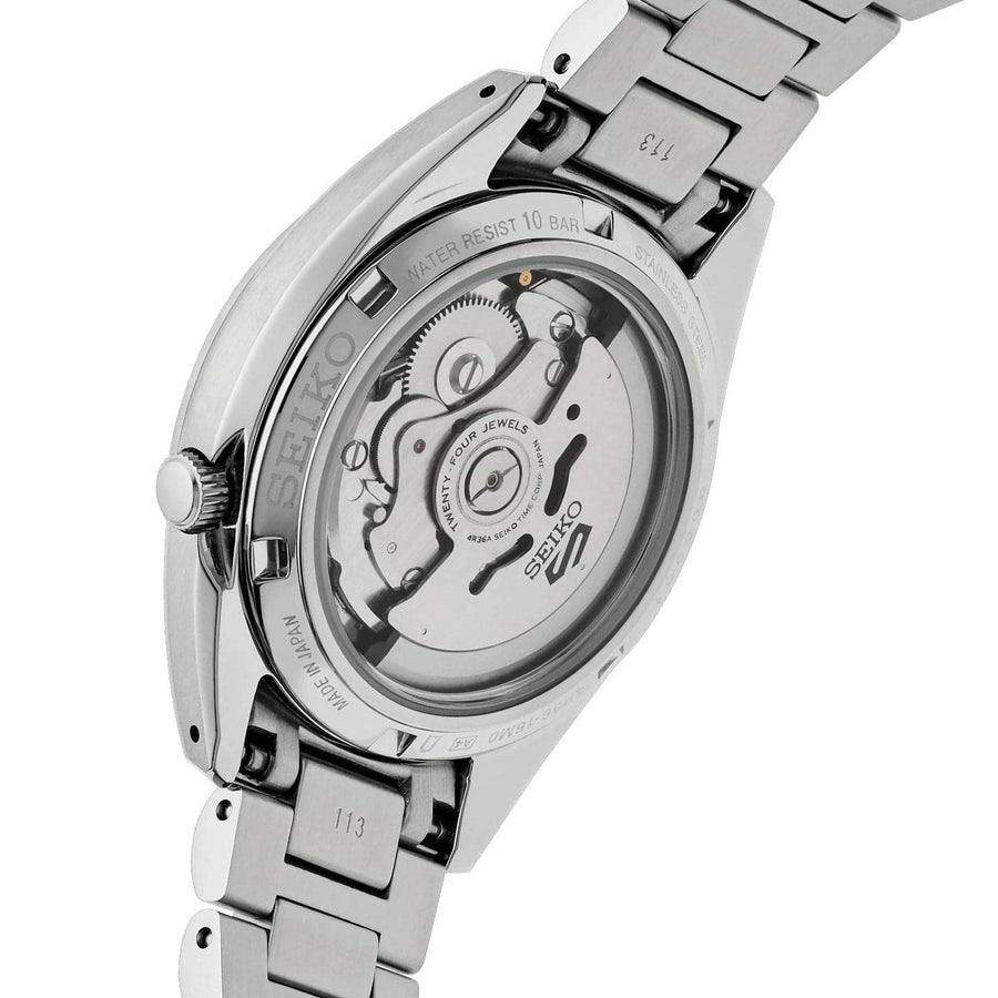 Seiko 5 Sports Automatic Green Dial Silver Steel Strap Watch for Men - SRPL57K1