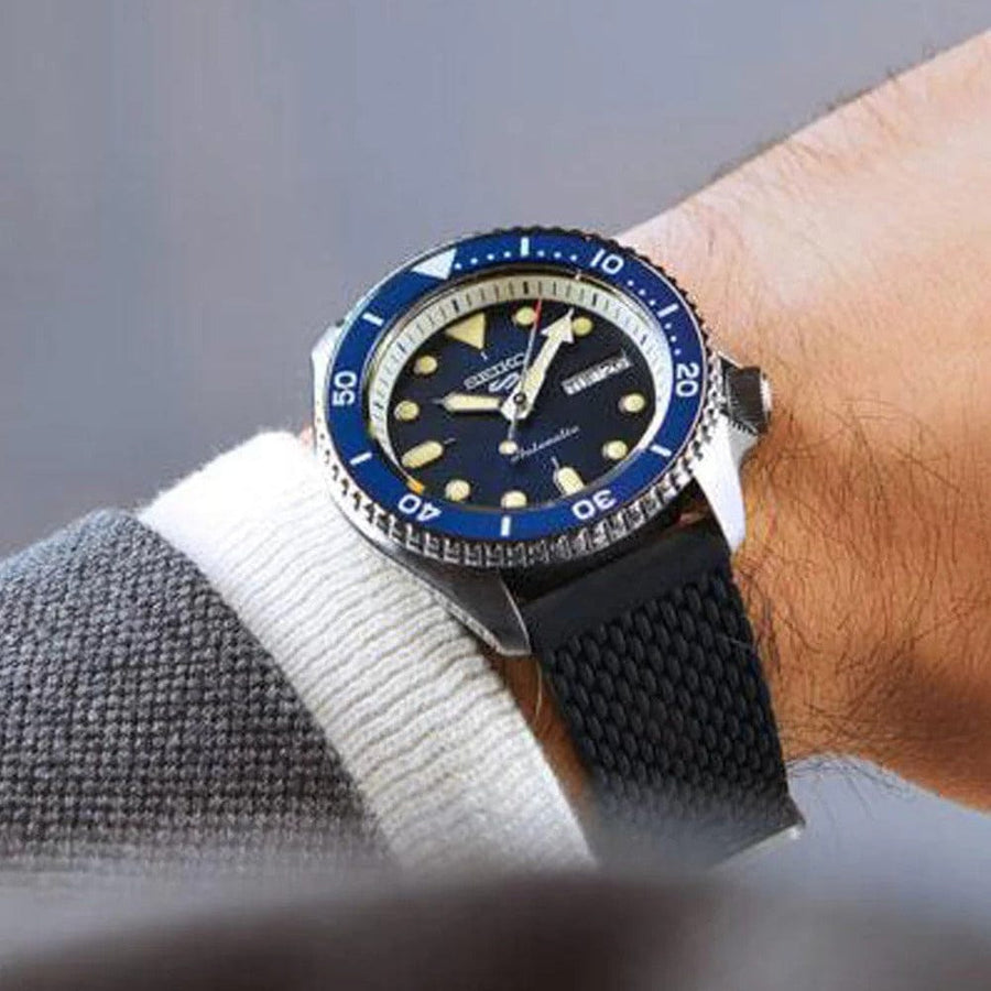 Seiko 5 Sports SKX Automatic Blue Dial Blue Silicone Strap Watch for Men - SRPD71K2