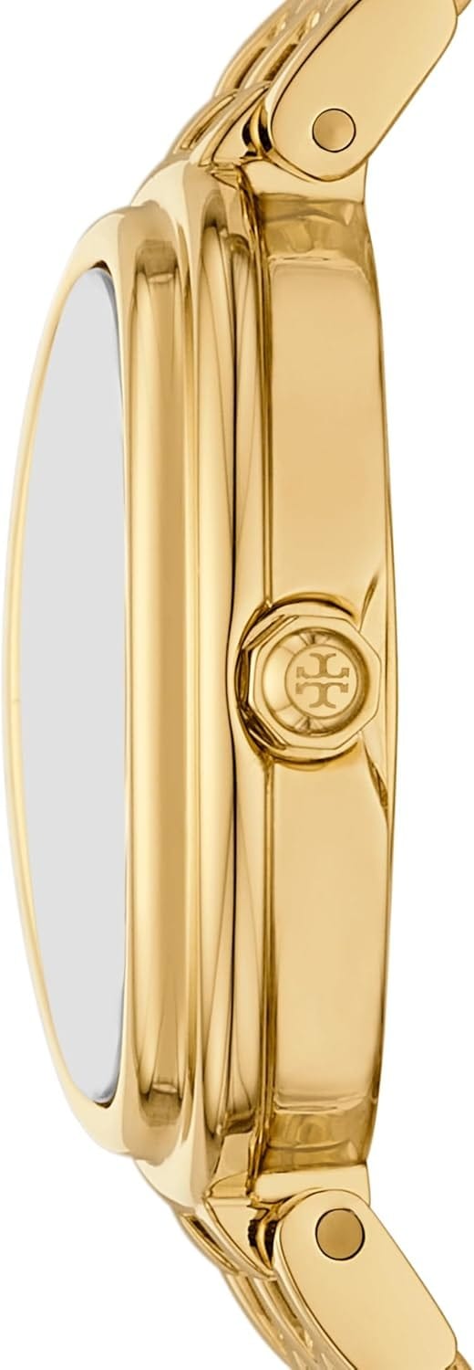 Tory Burch Oval White Dial Gold Steel Strap Watch for Women - TBW6032