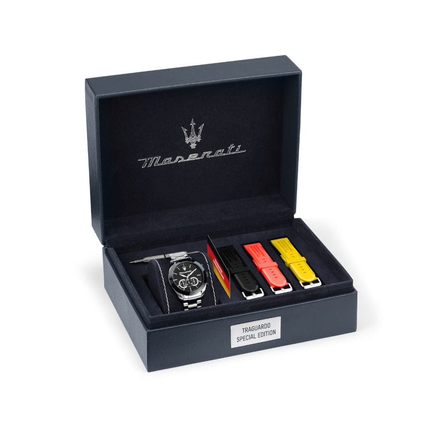 Maserati Traguardo Chronograph Limited Edition Black Dial Silver Steel Strap Watch for Men - R8873612062