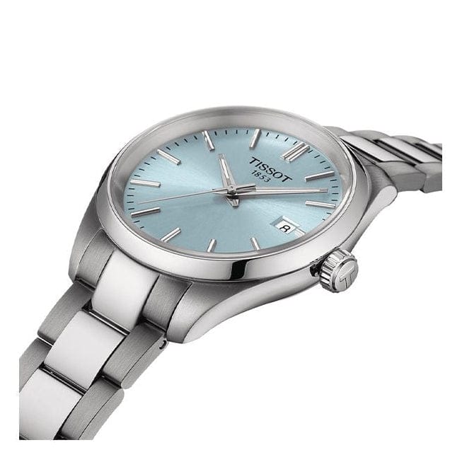 Tissot PR 100 Ice Blue Dial Silver Steel Strap Watch for Women - T150.210.11.351.00