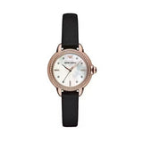 Emporio Armani Mia Mother of Pearl Dial Black Leather Strap Watch for Women - AR11598